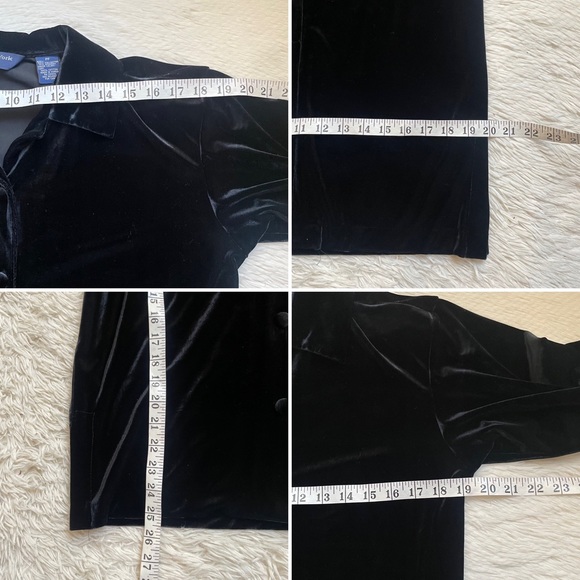 Vintage Preston & York crush velvet black button down long sleeve shirt - Picture 9 of 17
